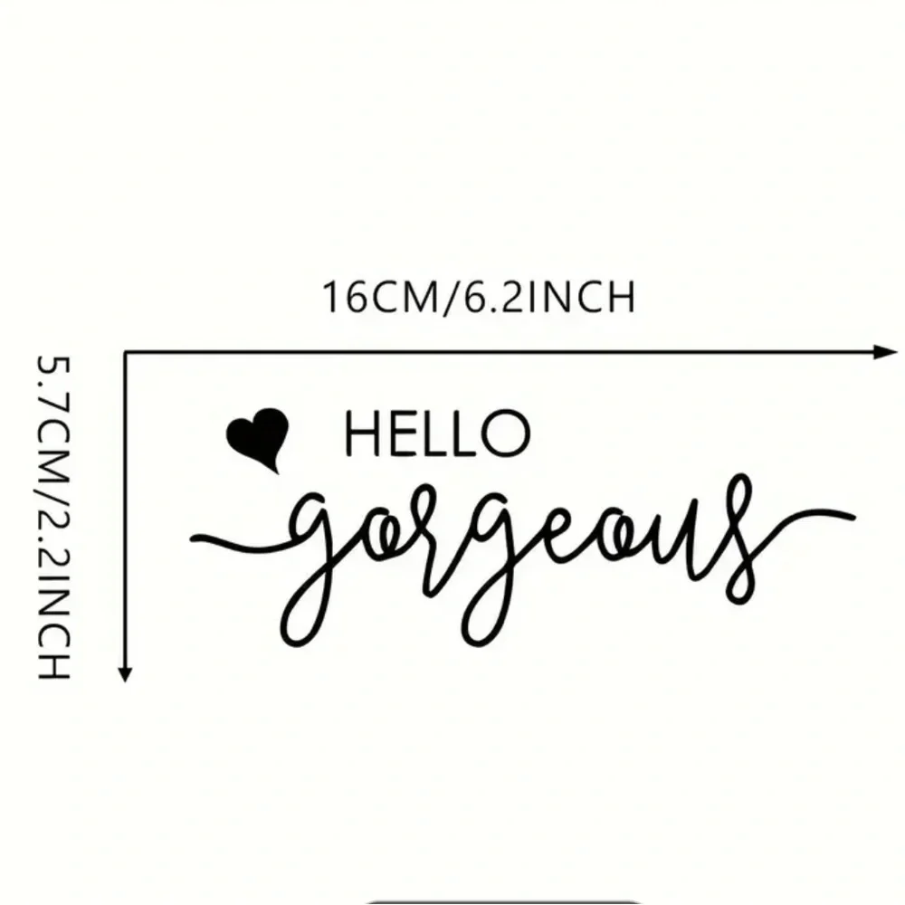 Hello Gorgeous Mirror Decal Pink Script Wall Sticker Vanity Decor